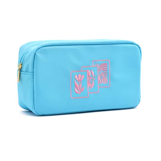 10.25" Blue & Pink Mahjong Tile Storage Pouch by Fab Finds